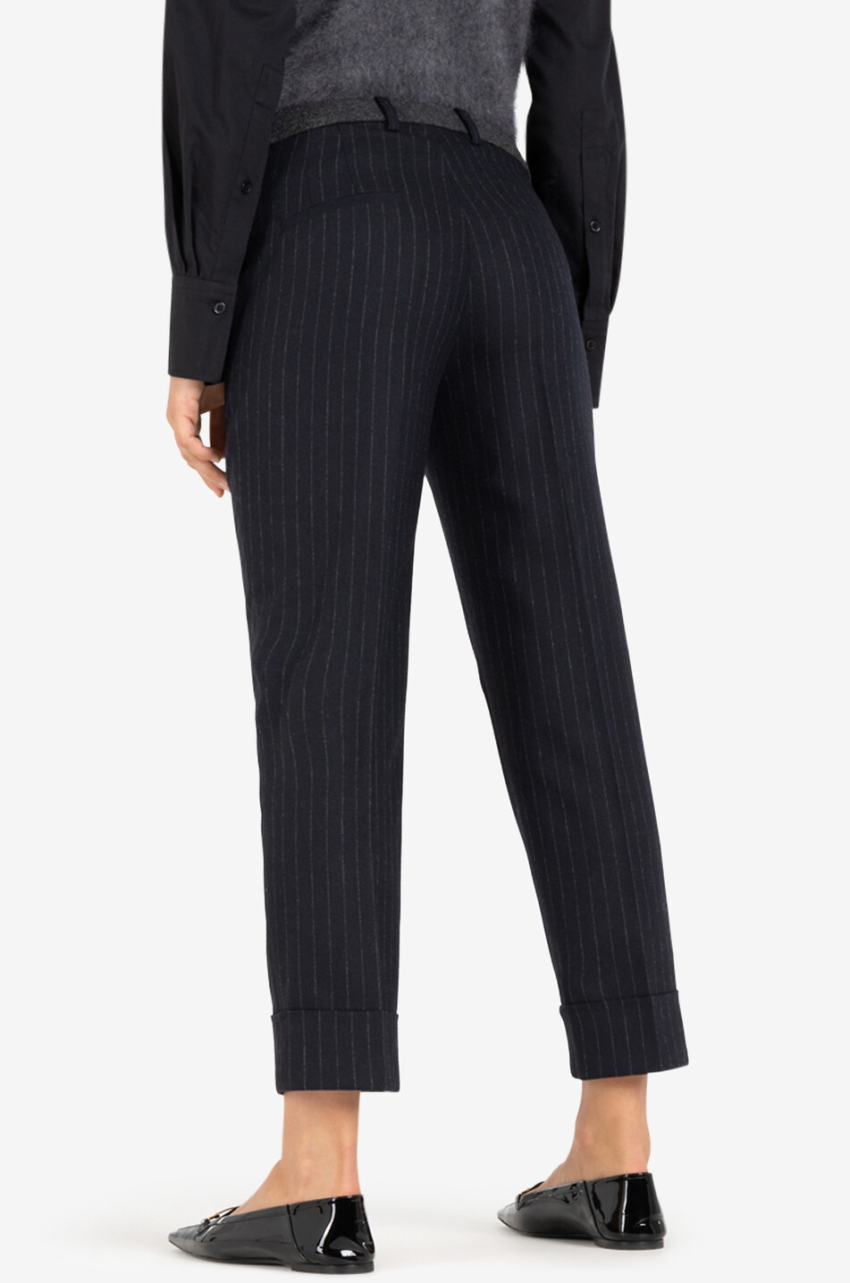 Zigarettenhose aus Nadelstreifen-Flanell Krystal