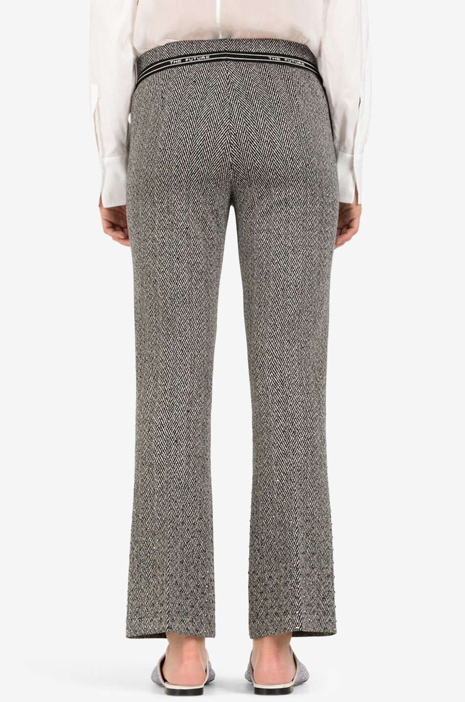 Ausgestellte Hose aus Fischgrät-Tweed Faith