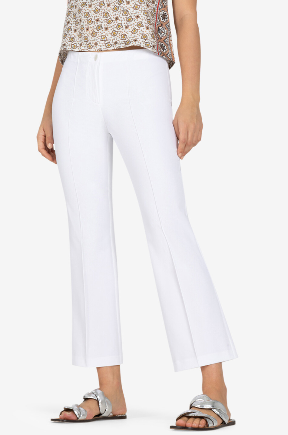 CAMBIO Ausgestellte verkürzte Gabardinehose Ros Easy Kick Damen WEISS 3