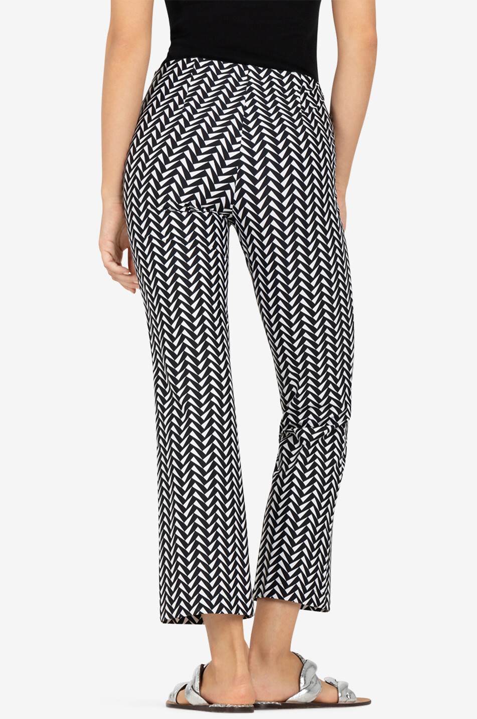 CAMBIO Ros Easy Kick flared triangle printed jersey trousers Women BLACK 4