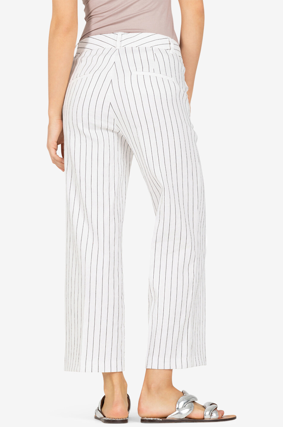 CAMBIO Verkürzte Nadelstreifenhose aus Leinenmix mit weitem Bein California Damen WEISS 4