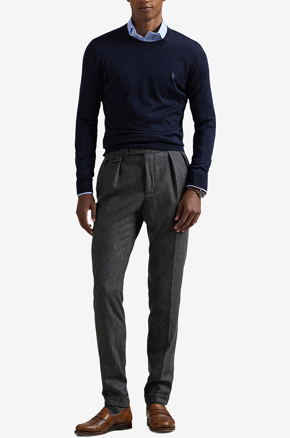 POLO RALPH LAUREN Pony washable wool slim-fit crewneck jumper Men DARK BLUE 4