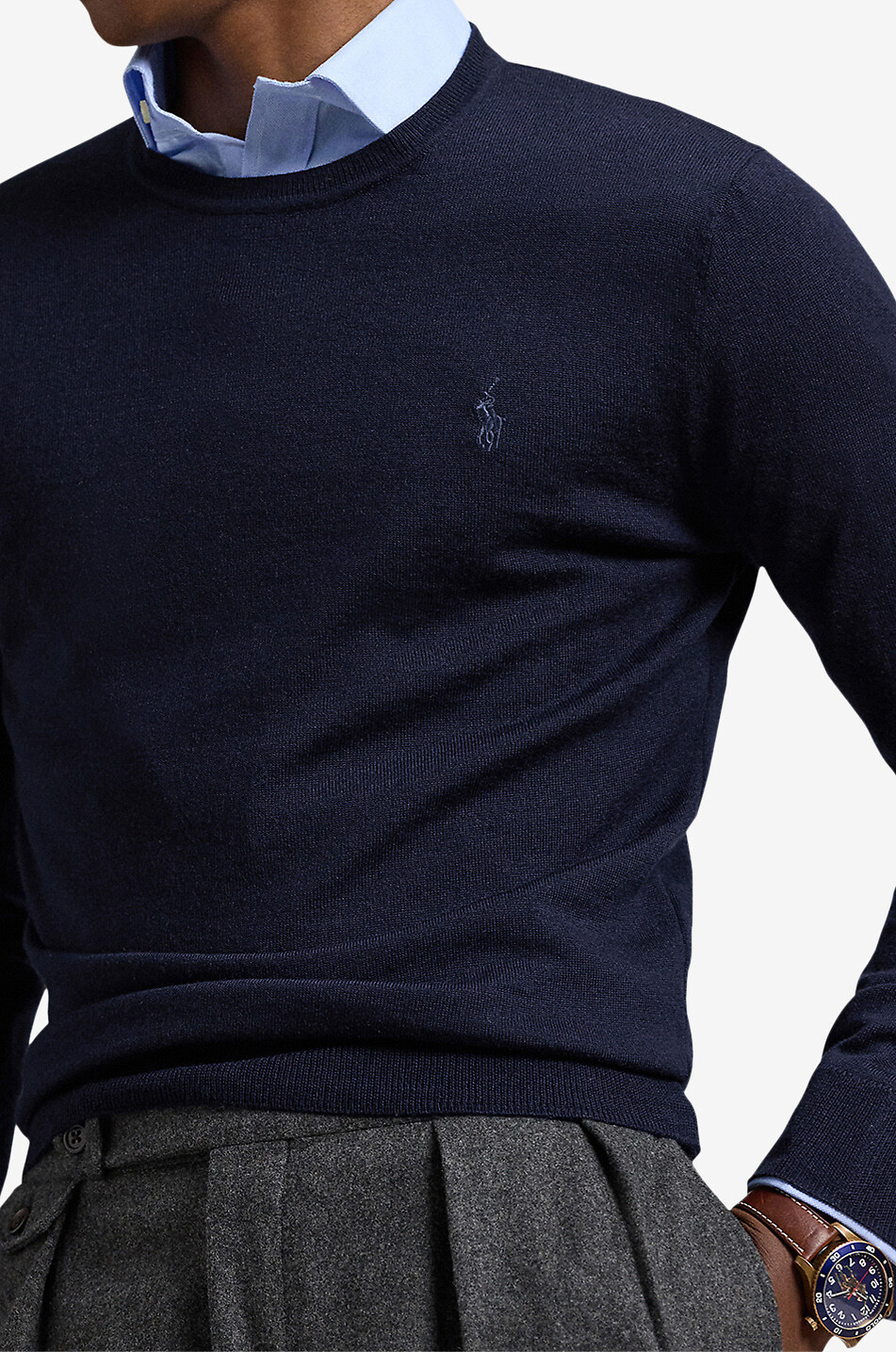 POLO RALPH LAUREN Pony washable wool slim-fit crewneck jumper Men DARK BLUE 5