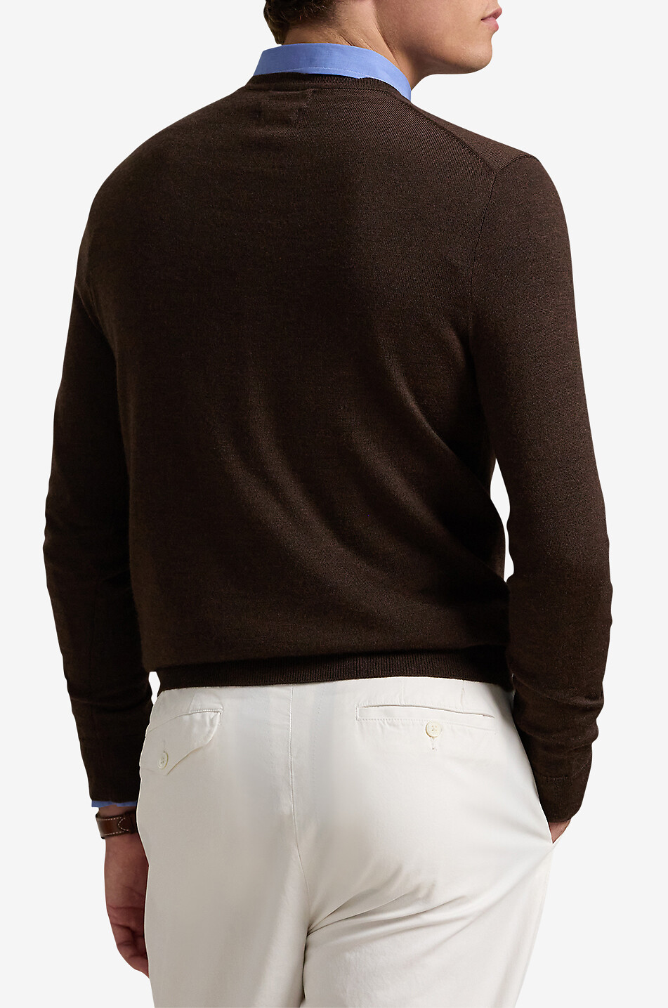 POLO RALPH LAUREN Pull slim en laine lavable à col rond Pony Homme MARRON FONCÉ 3