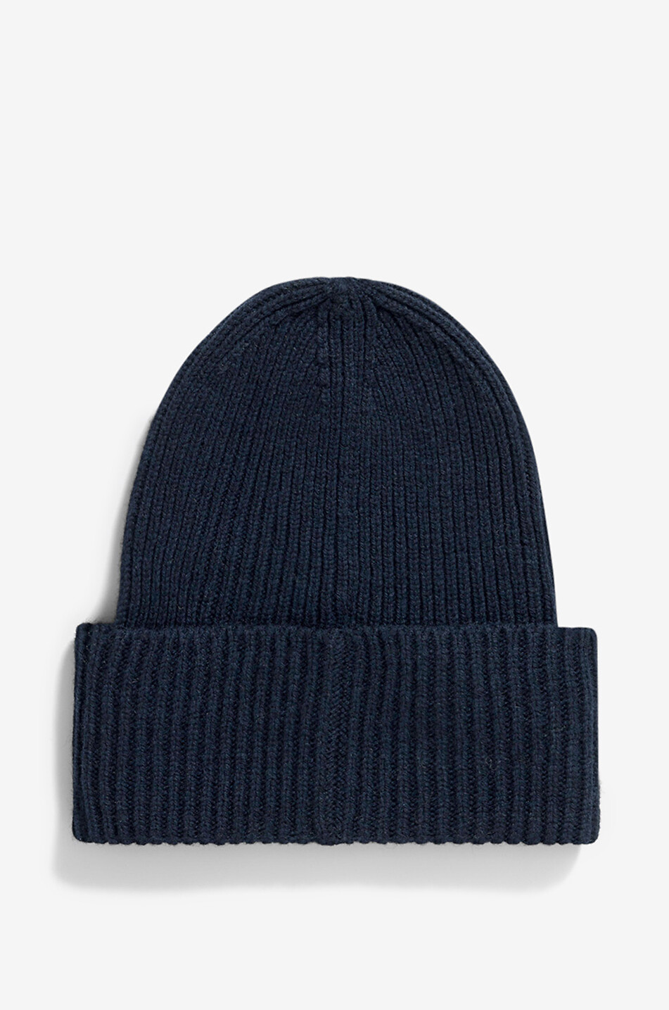 Felt N ribbed knit merino wool beanie