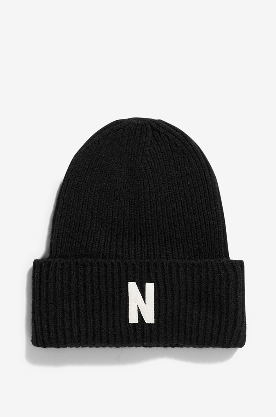 NORSE PROJECTS Felt N ribbed knit merino wool beanie Men BLACK 1