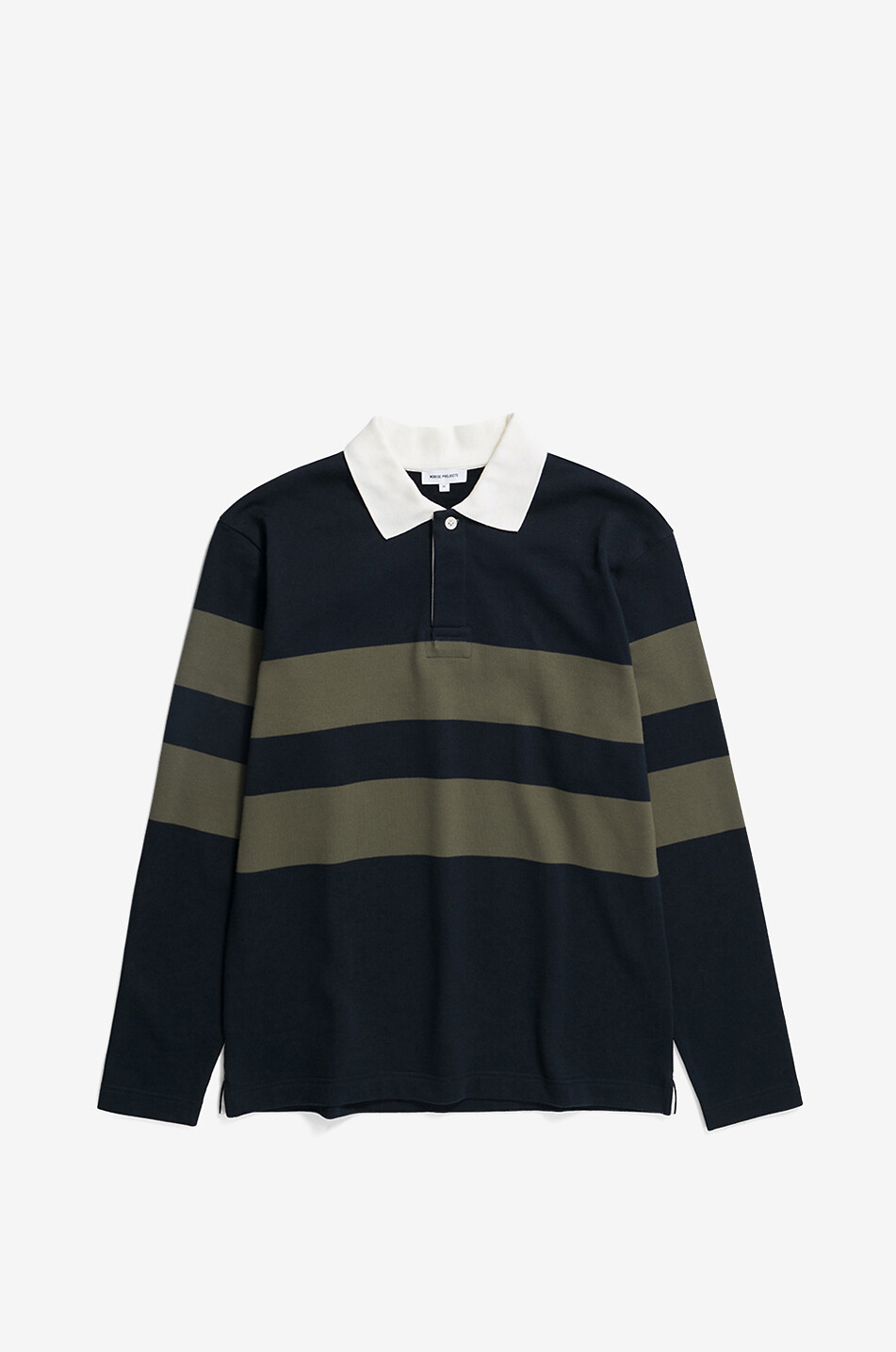 NORSE PROJECTS Polo rayé à manches longues en molleton Ruben Homme BLEU FONCE 1