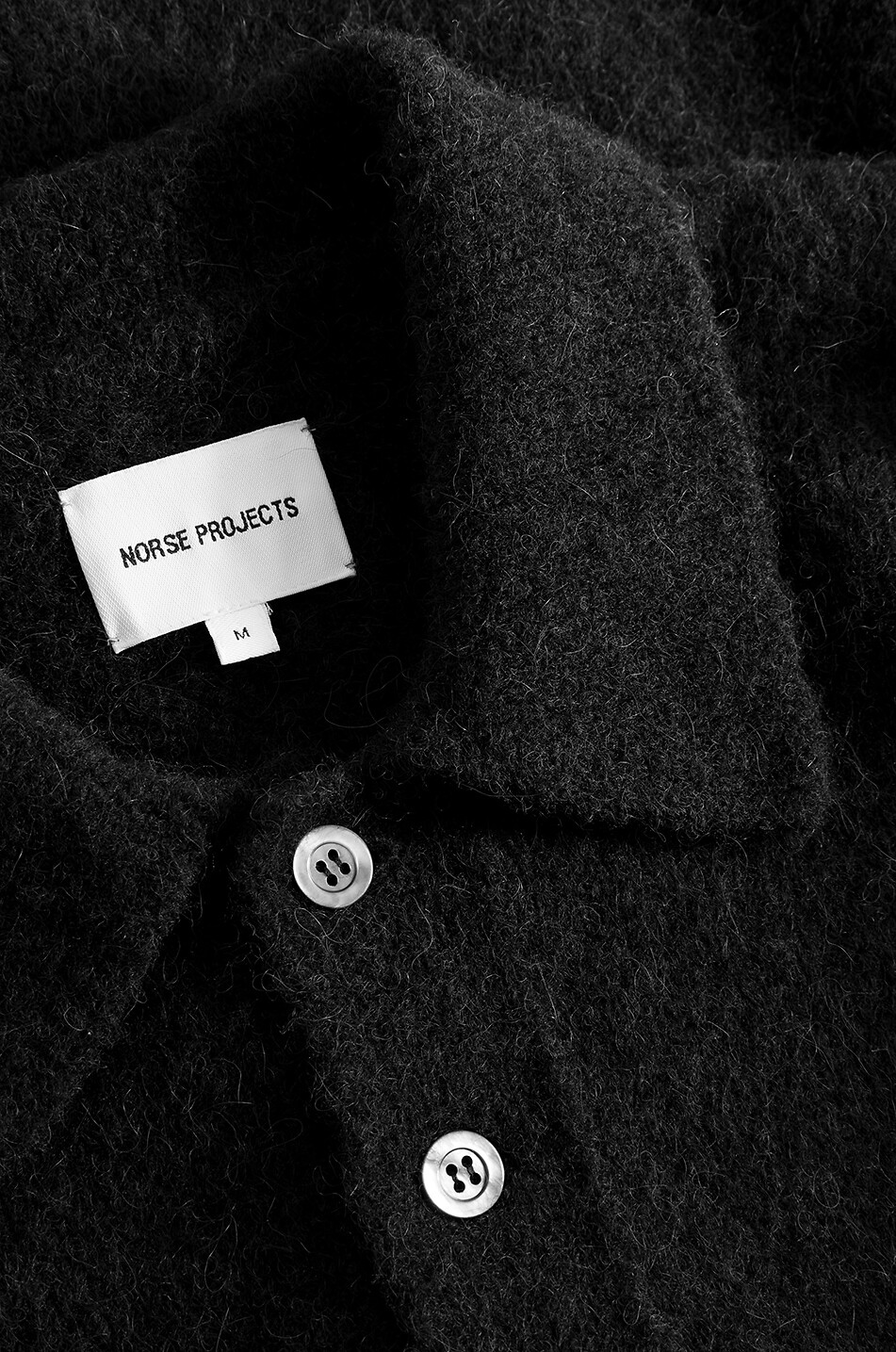 NORSE PROJECTS Pull polo en laine alpaga Rasmus Brushed Homme NOIR 4