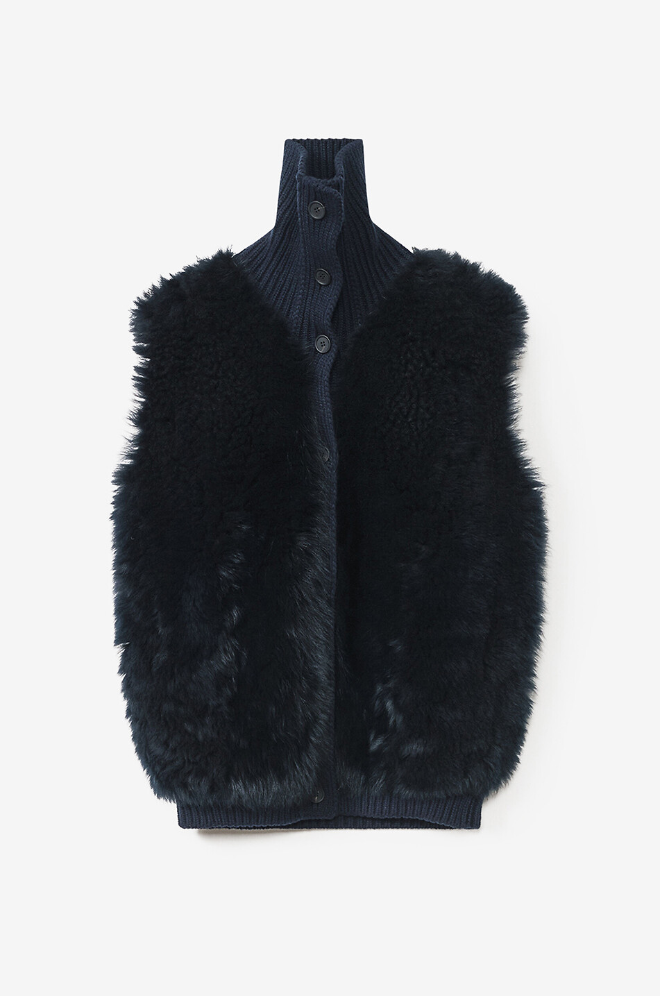 Gilet oversize en peau lainée et fil Platinum