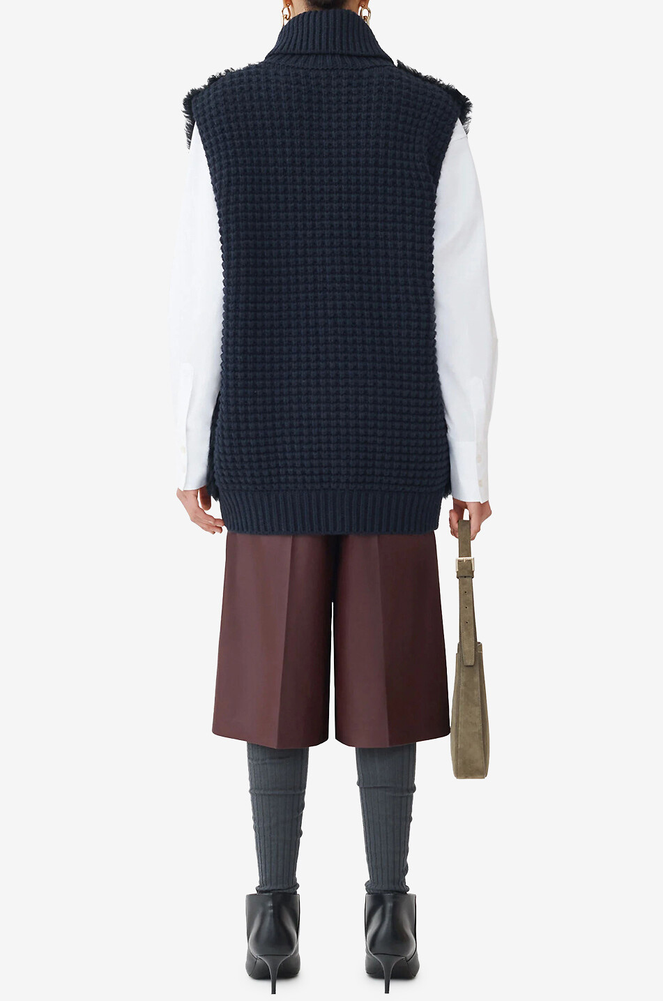 FABIANA FILIPPI Gilet oversize en peau lainée et fil Platinum Femme BLEU FONCE 4