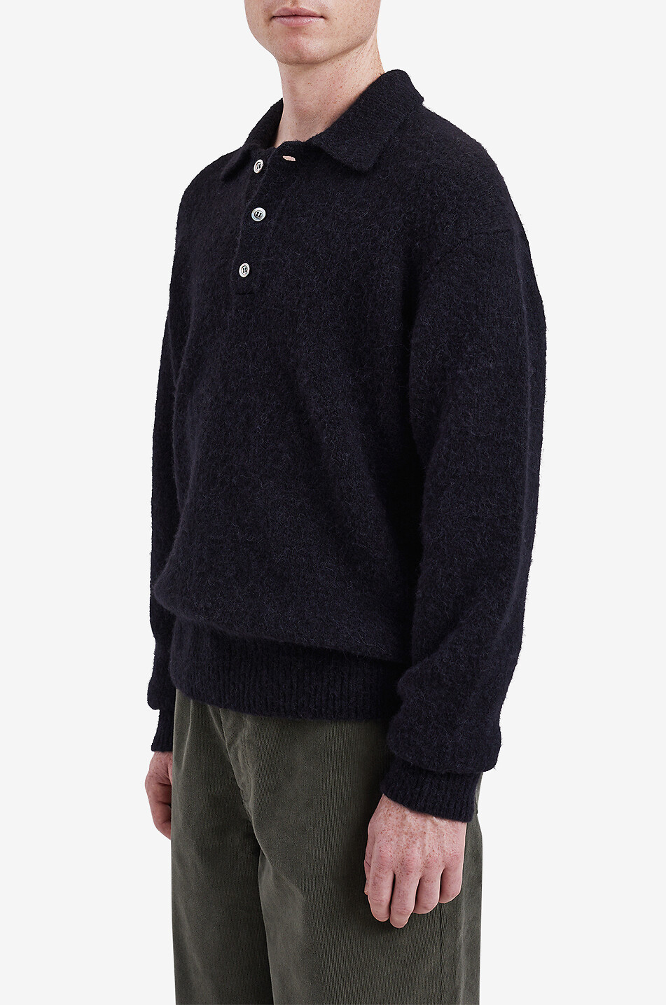 NORSE PROJECTS Pull polo en laine alpaga Rasmus Brushed Homme NOIR 3