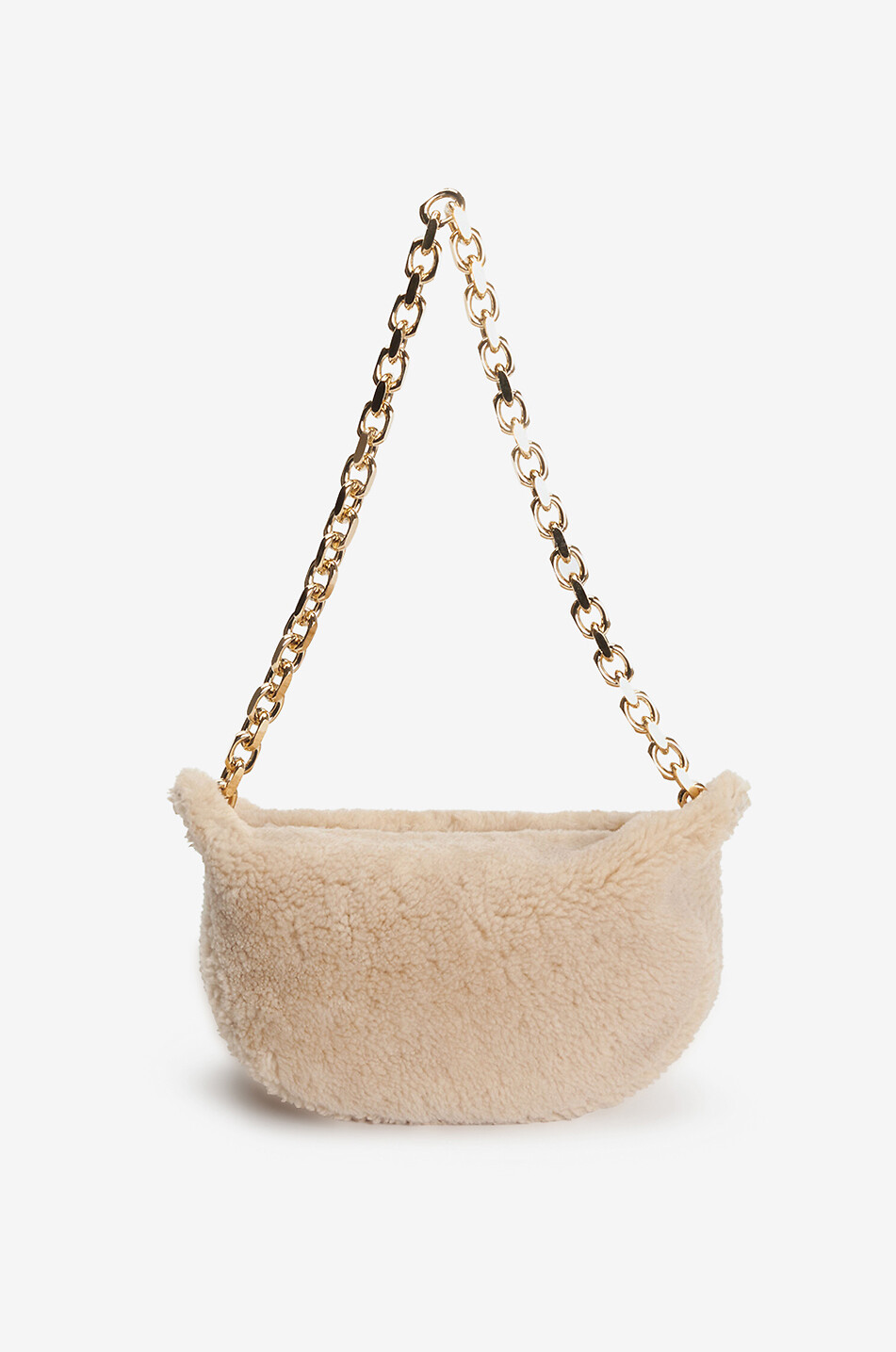 Eyelet shearling shoulder bag