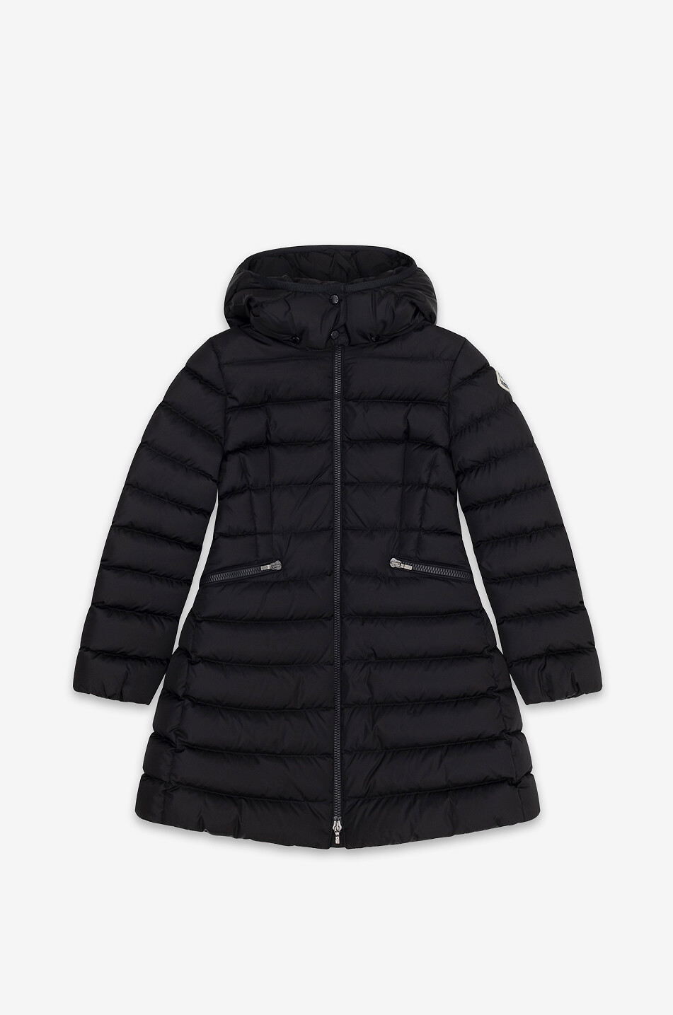 Charpal long cinched children's down jacket with hood