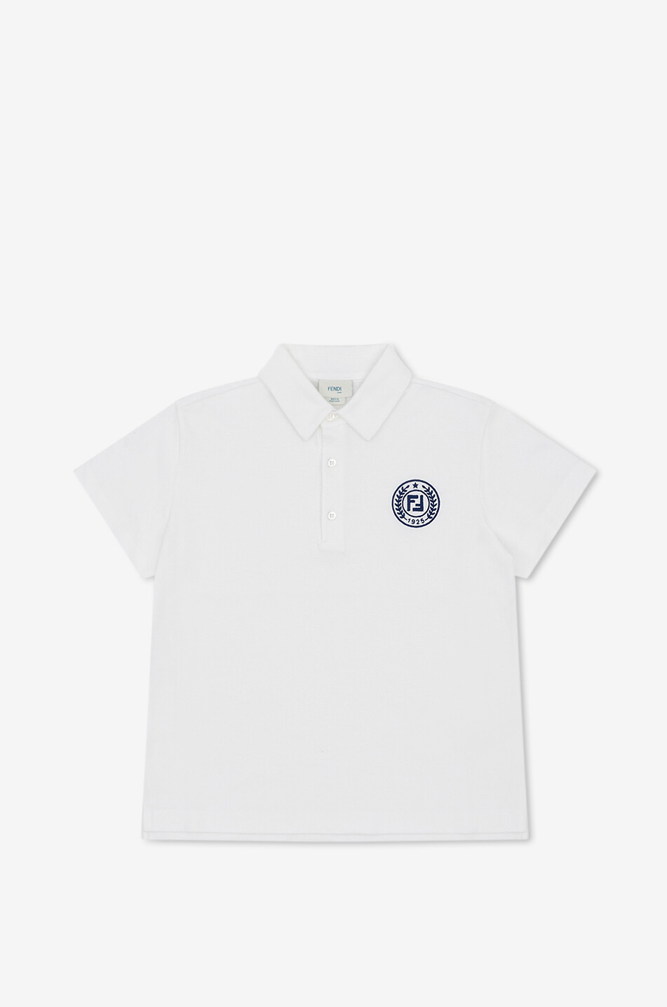 FENDI Polo à manches courtes en coton piqué enfant FF Crest Garçon BLANC 1
