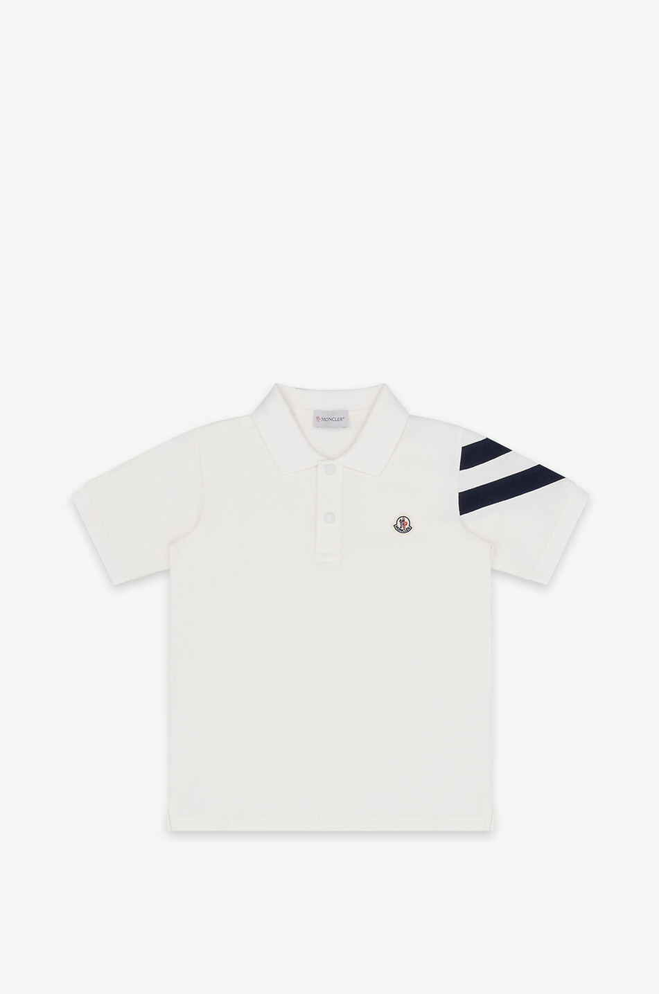 Children s short sleeved polo shirt with stripe yokes