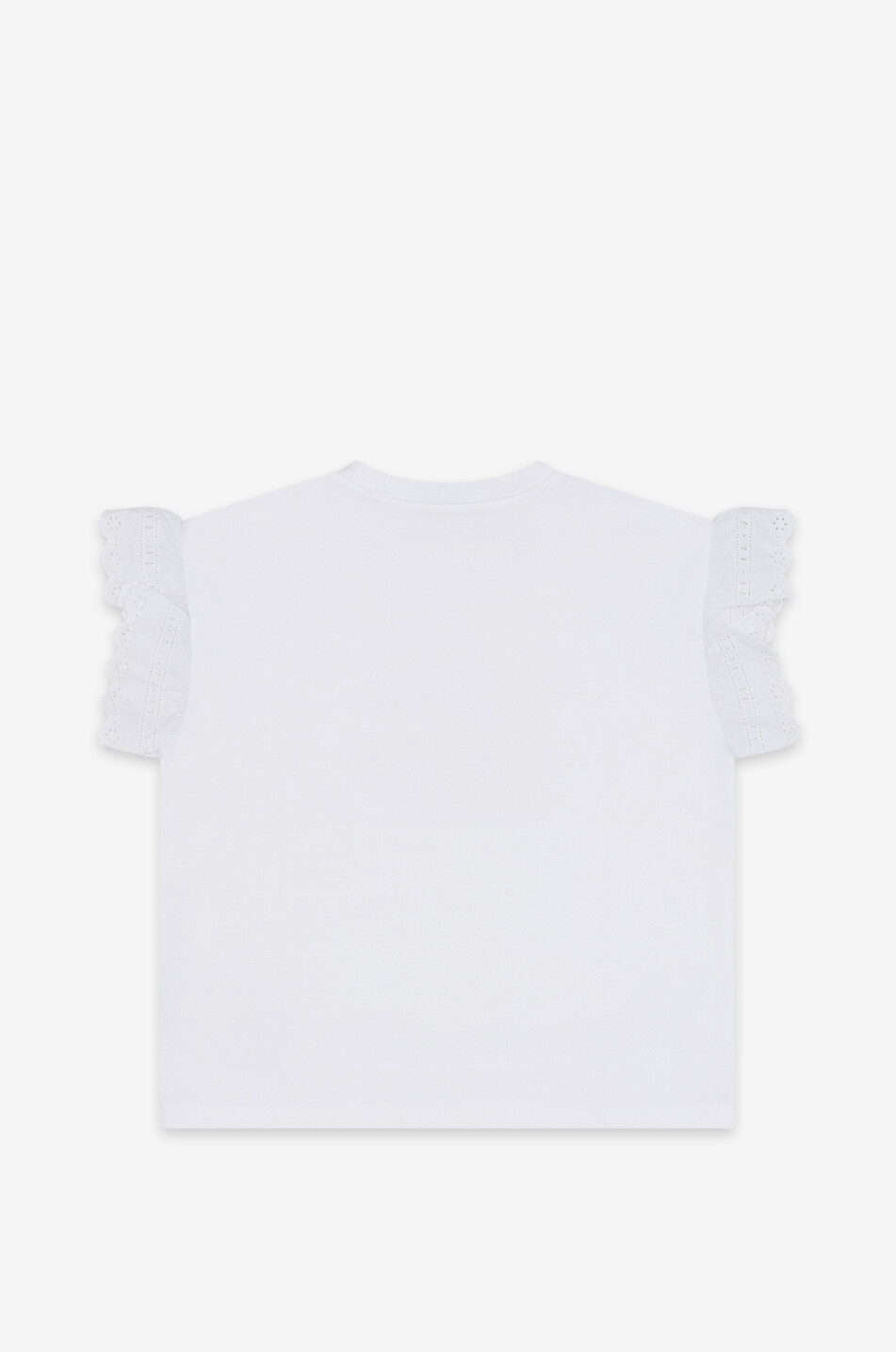 DOLCE & GABBANA Kinder-T-Shirt mit Rüschenärmeln mit Lochstickereien DG Mädchen WEISS 2