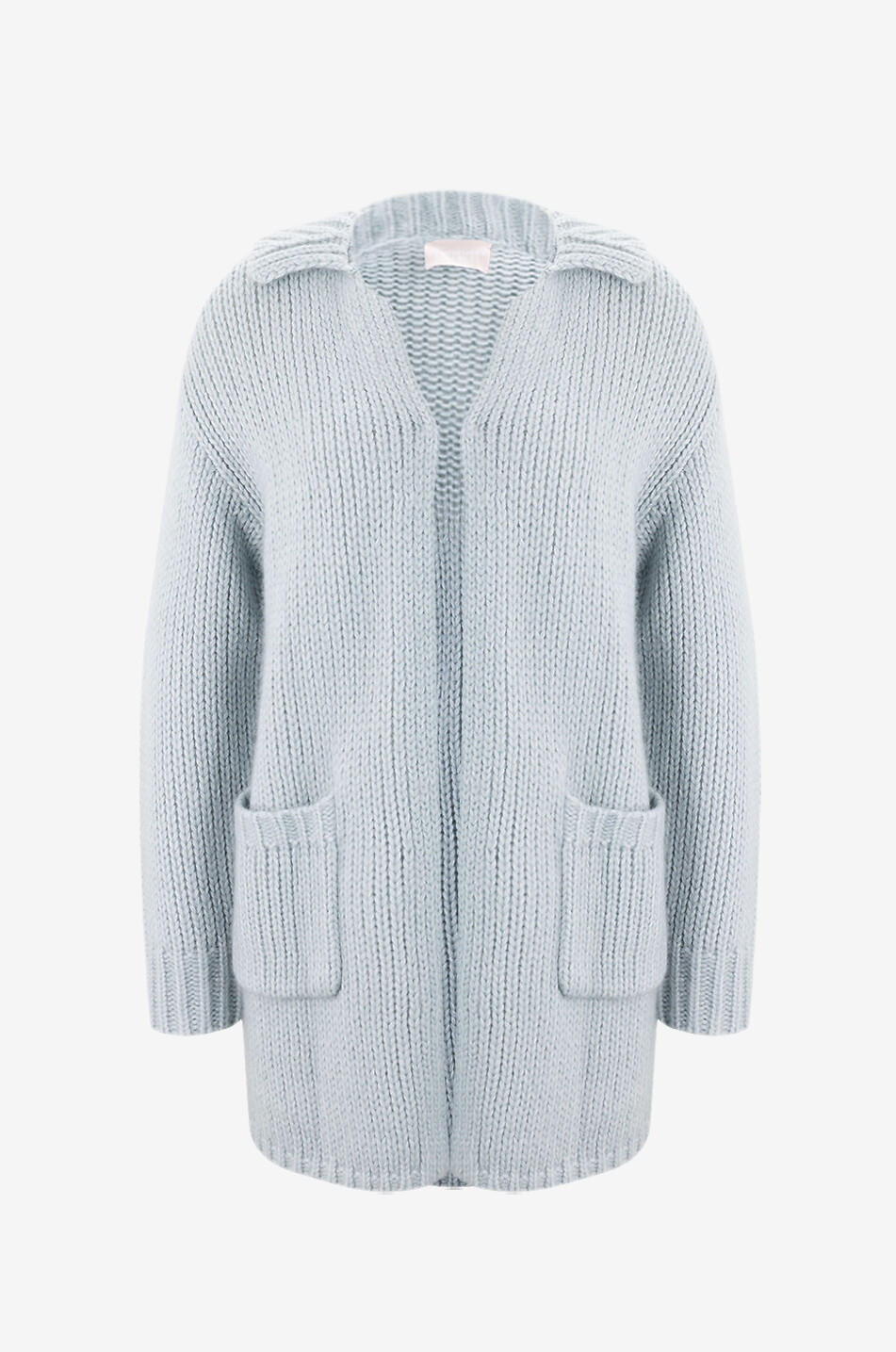 Dicker offener Cardigan aus Kaschmir und Baumwolle mit Hemdkragen