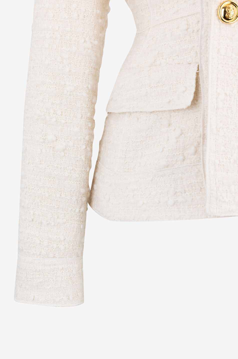 GIAMBATTISTA VALLI Zweireihiger Bouclé-Tweedblazer Damen CREMEFARBEN 3