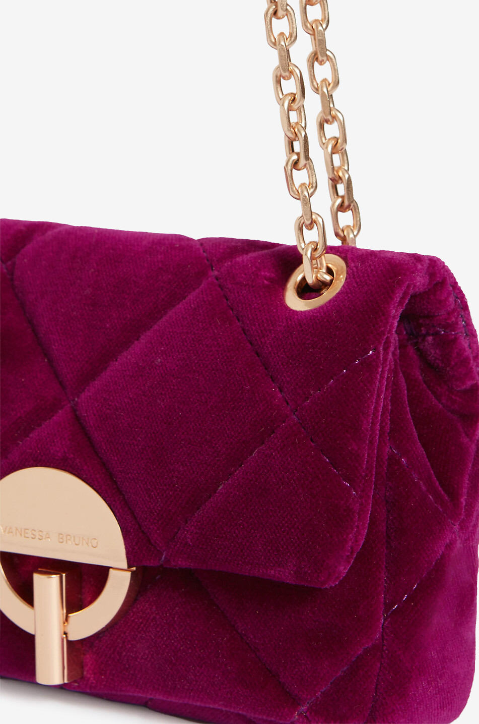 VANESSA BRUNO Sac porté épaule en velours matelassé Moon Nano Femme ROSE FONCÉ 4