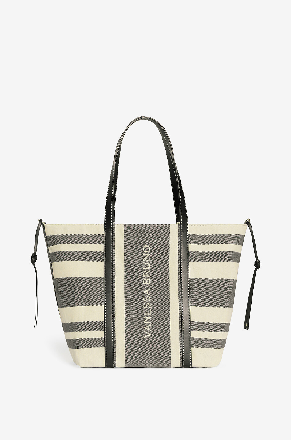 Cabas XL striped canvas and leather tote bag VANESSA BRUNO Bongenie