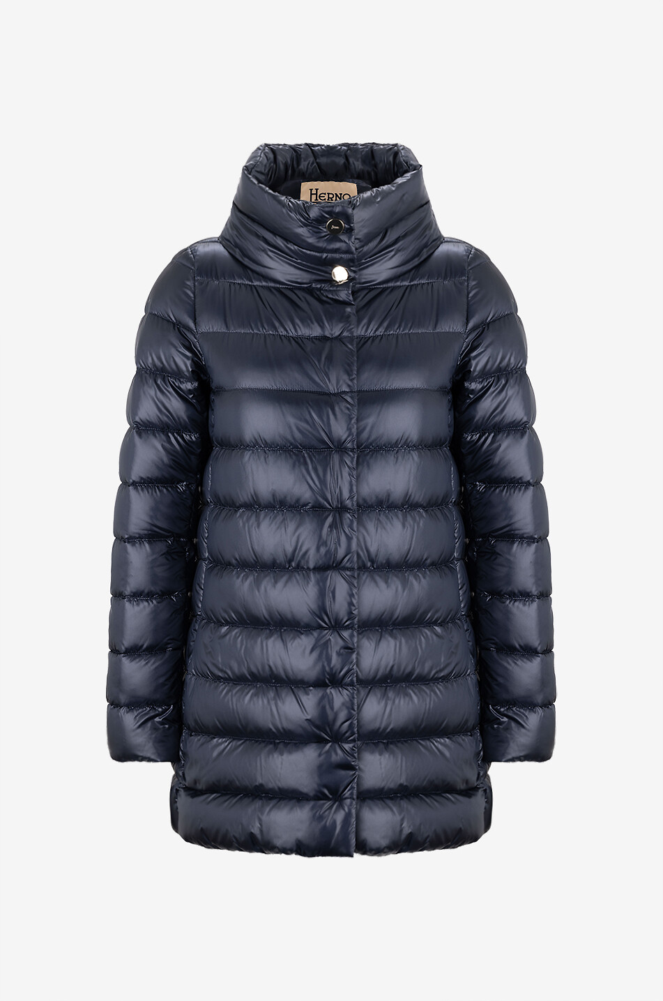 Amelia long down jacket with stand-up collar