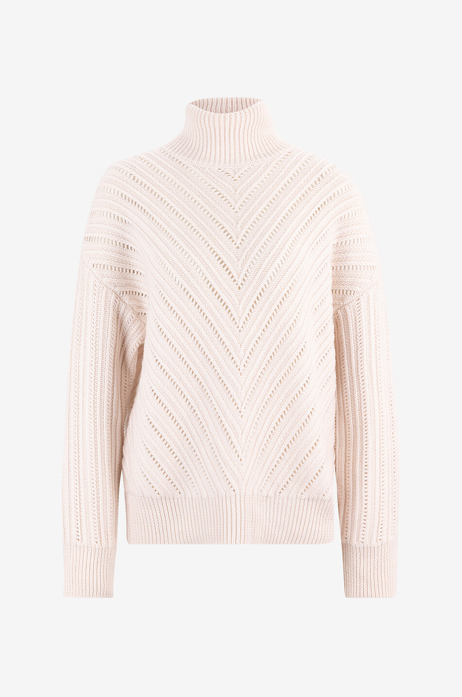 Lochstrickpullover aus Schurwolle mit Fischgrät-Motiv