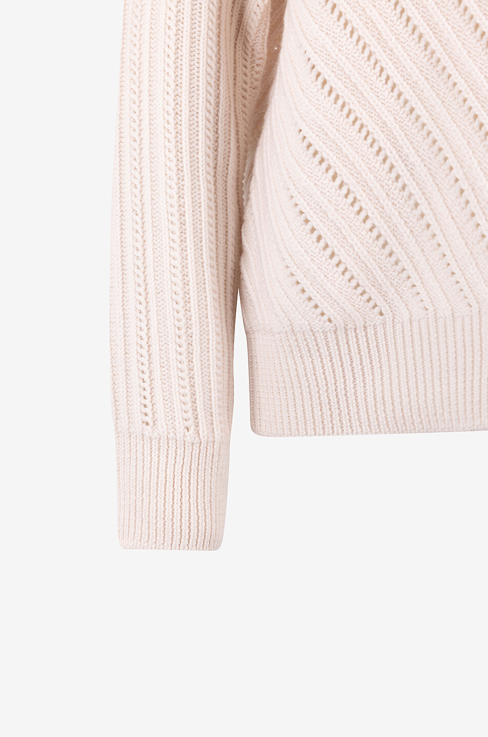 Lochstrickpullover aus Schurwolle mit Fischgrät-Motiv