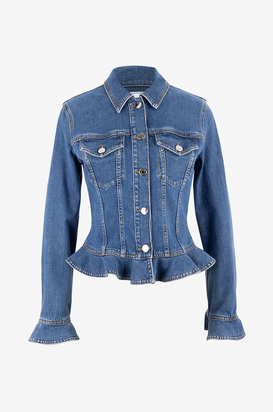 Taillierte Jeansjacke mit Schoss