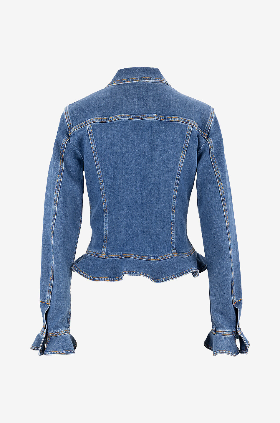 Peplum cinched denim jacket