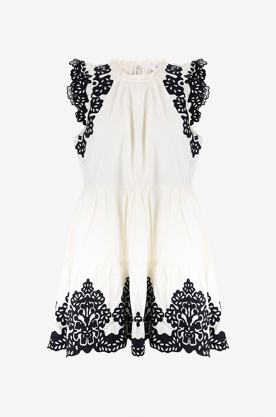 Robe courte brodée en coton Laila