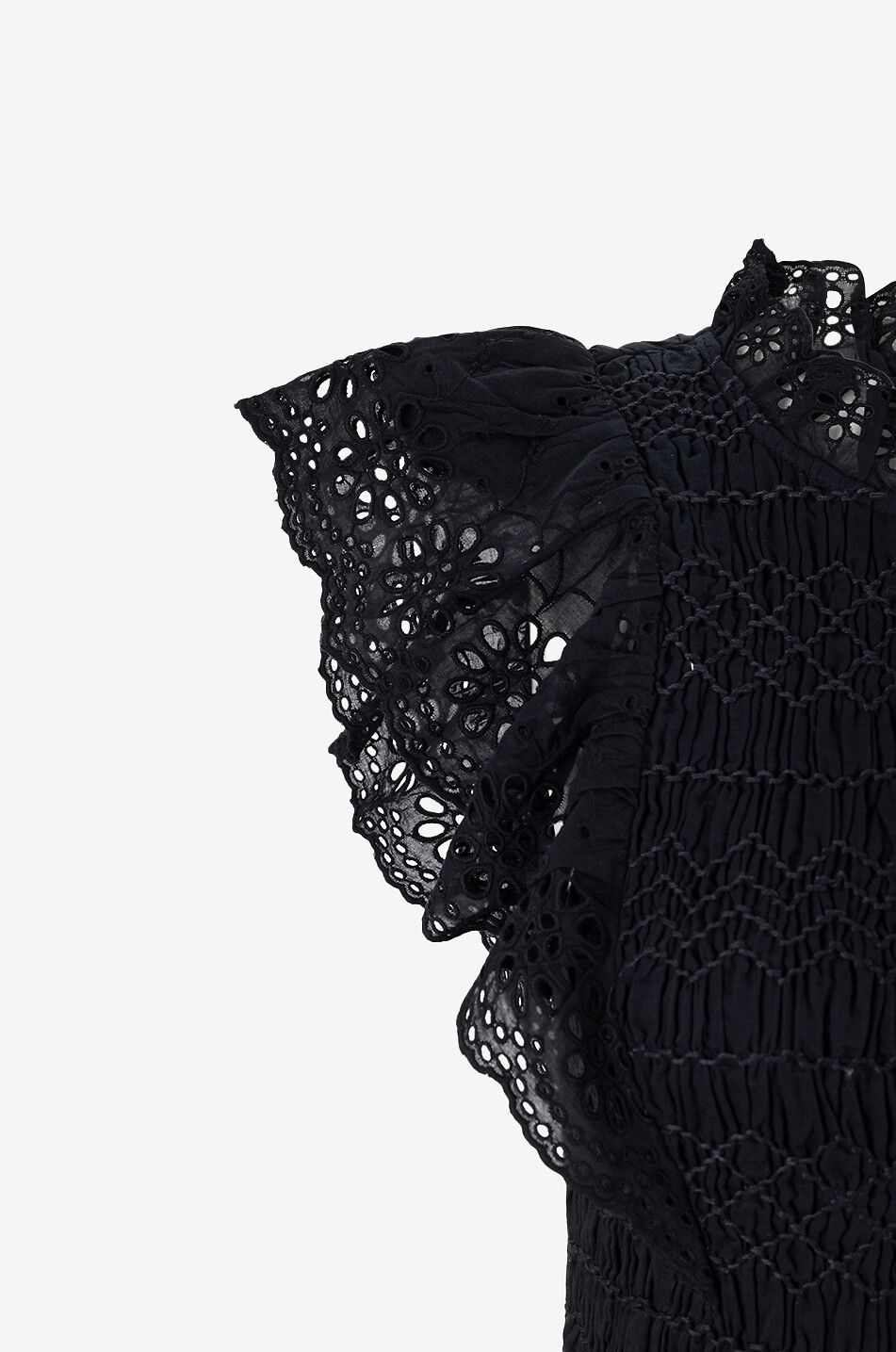SEA Robe midi  à broderies anglaises en coton Véronique Femme NOIR 3