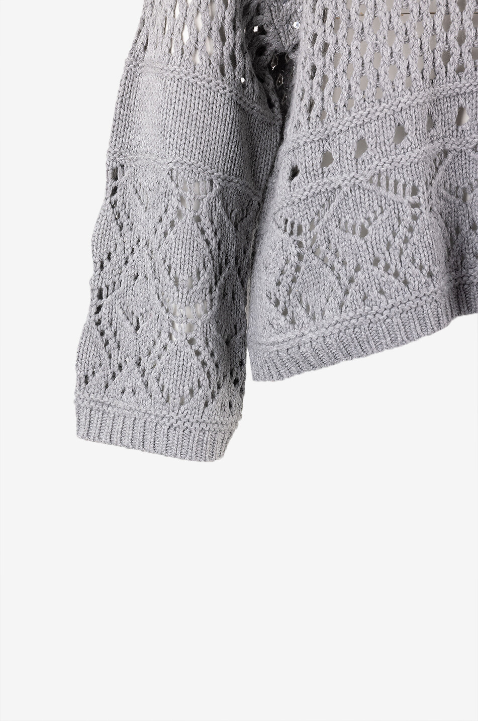 TWINSET Loose openwork knit crewneck jumper Women MEDIUM GREY 3