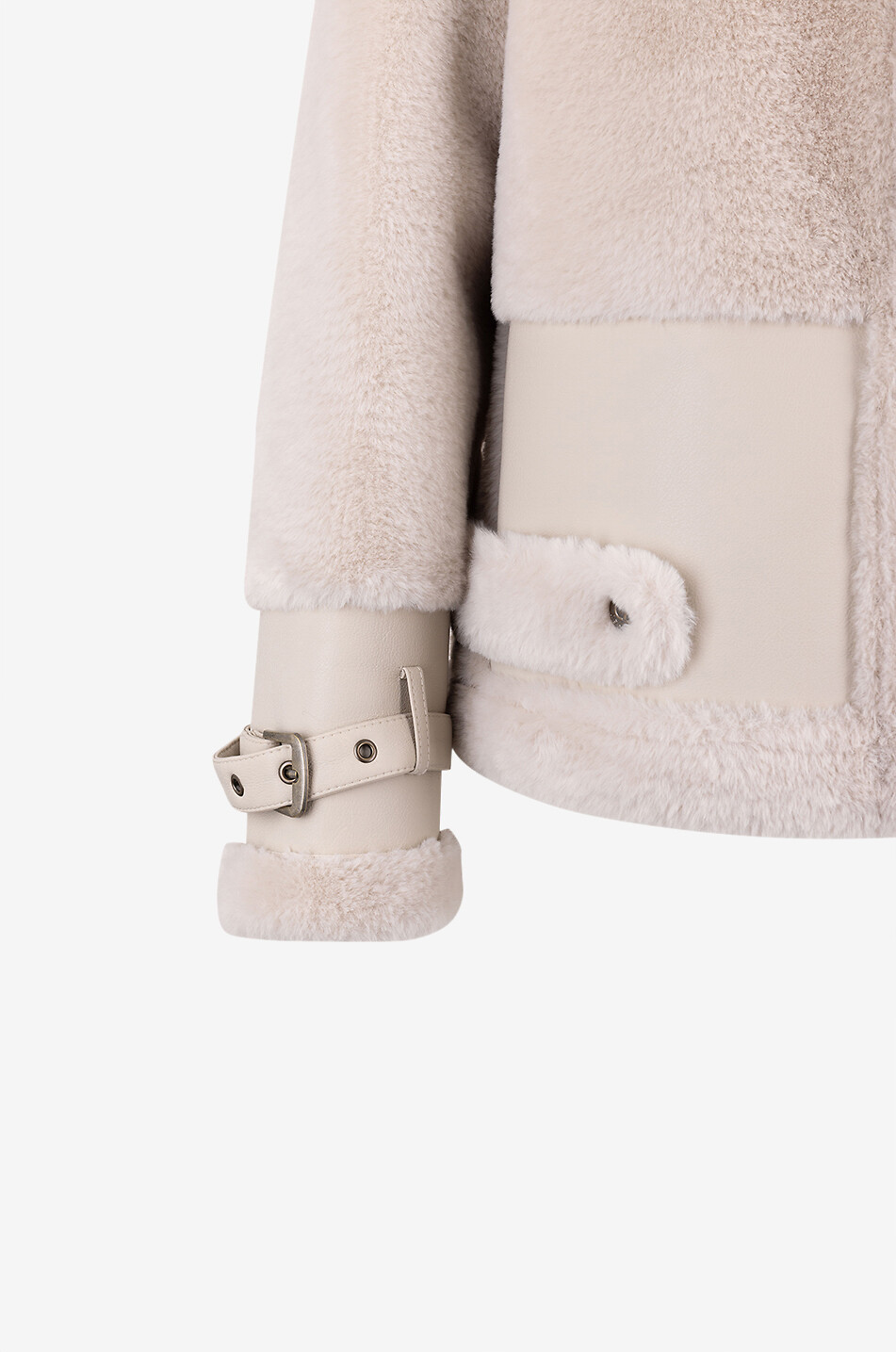 TWINSET Faux shearling aviator jacket Women EGGSHELL 3