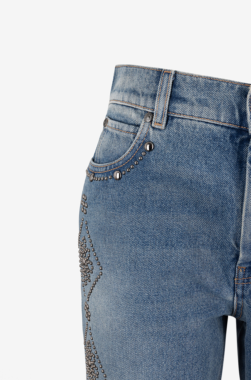 Gerade ausgewaschene Jeans mit Nietenbesatz Gatti