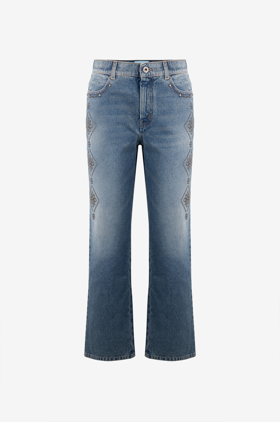 Gerade ausgewaschene Jeans mit Nietenbesatz Gatti