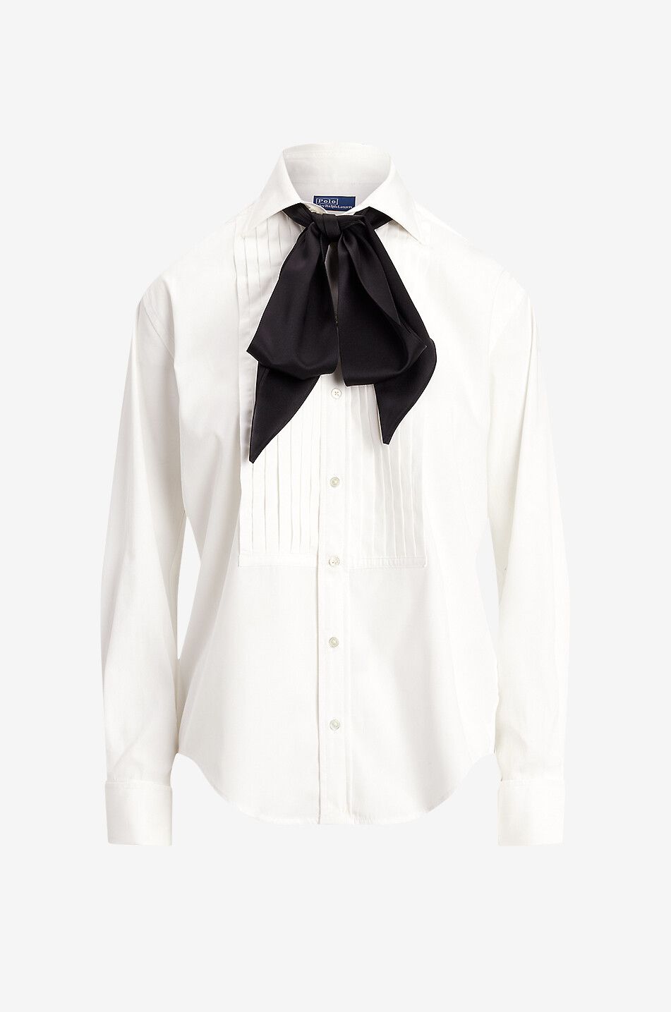 Poplin tuxedo shirt with satin neck tie