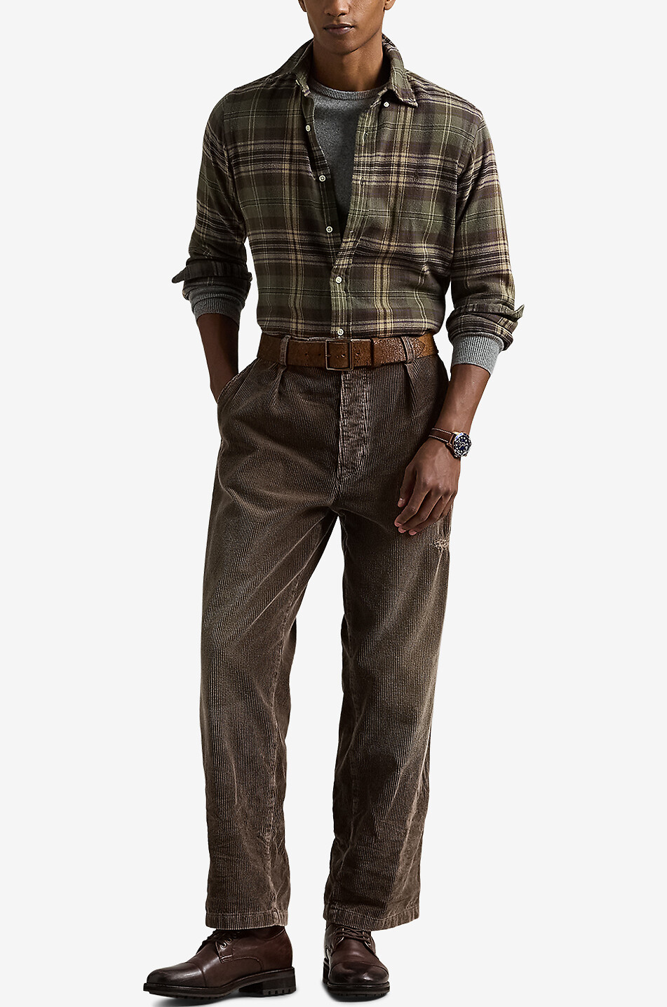 POLO RALPH LAUREN Custom Fit checked brushed flannel shirt Men GREEN 4