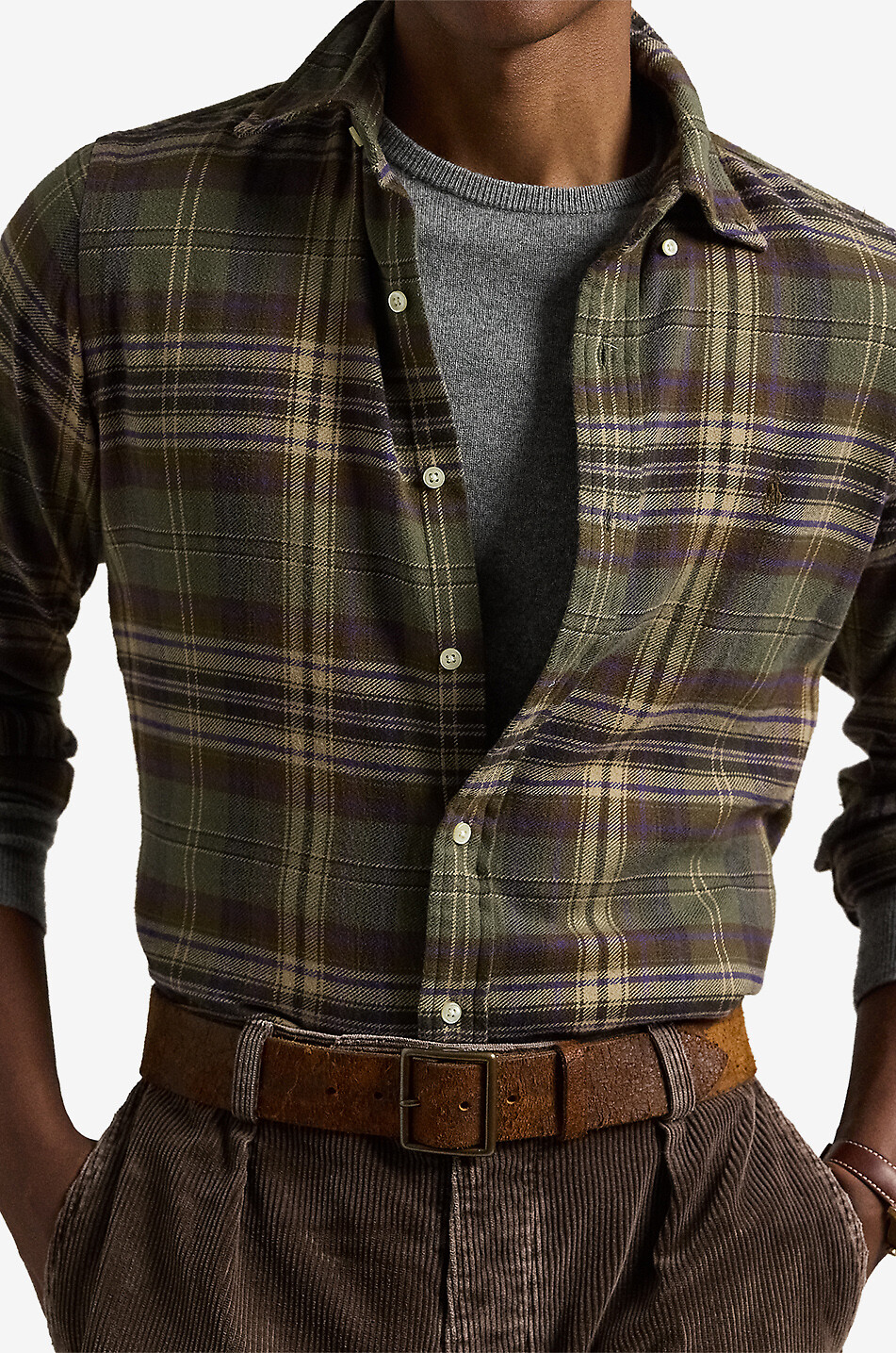 POLO RALPH LAUREN Custom Fit checked brushed flannel shirt Men GREEN 5