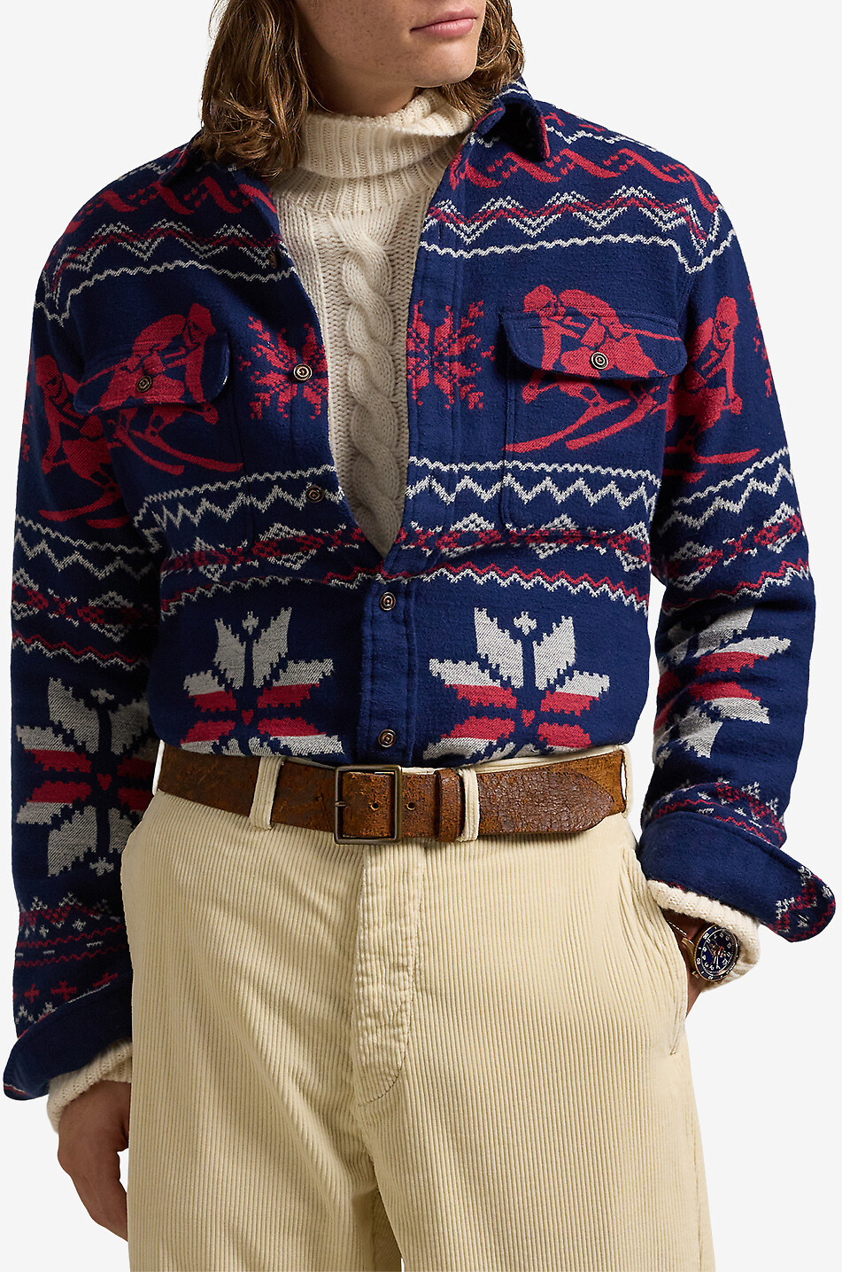POLO RALPH LAUREN Flanell-Jacquardhemd Classic Fit Skier Workshirt Herren DUNKELBLAU 2