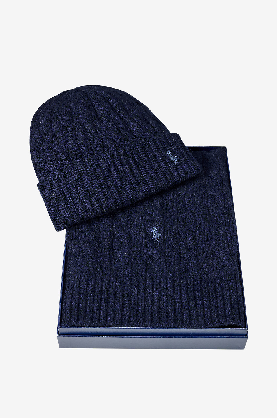 Cashmere cable knit beanie and scarf set POLO RALPH LAUREN Bongenie