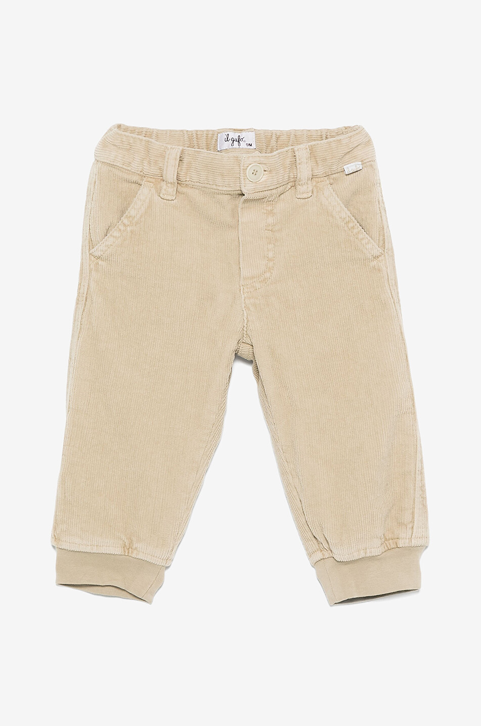 Corduroy baby trousers with rib-knit cuffs