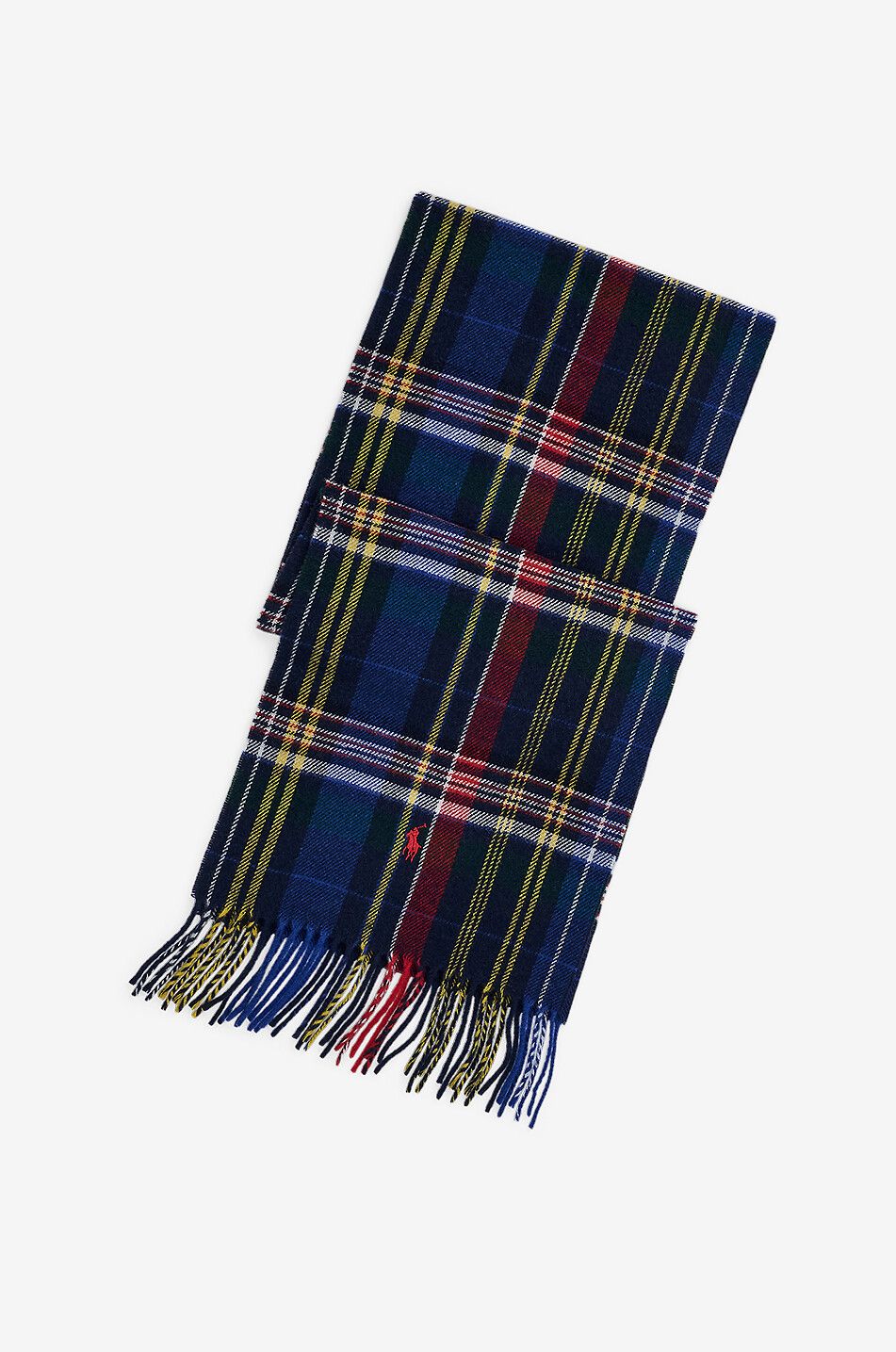 Tartan fringed wool scarf