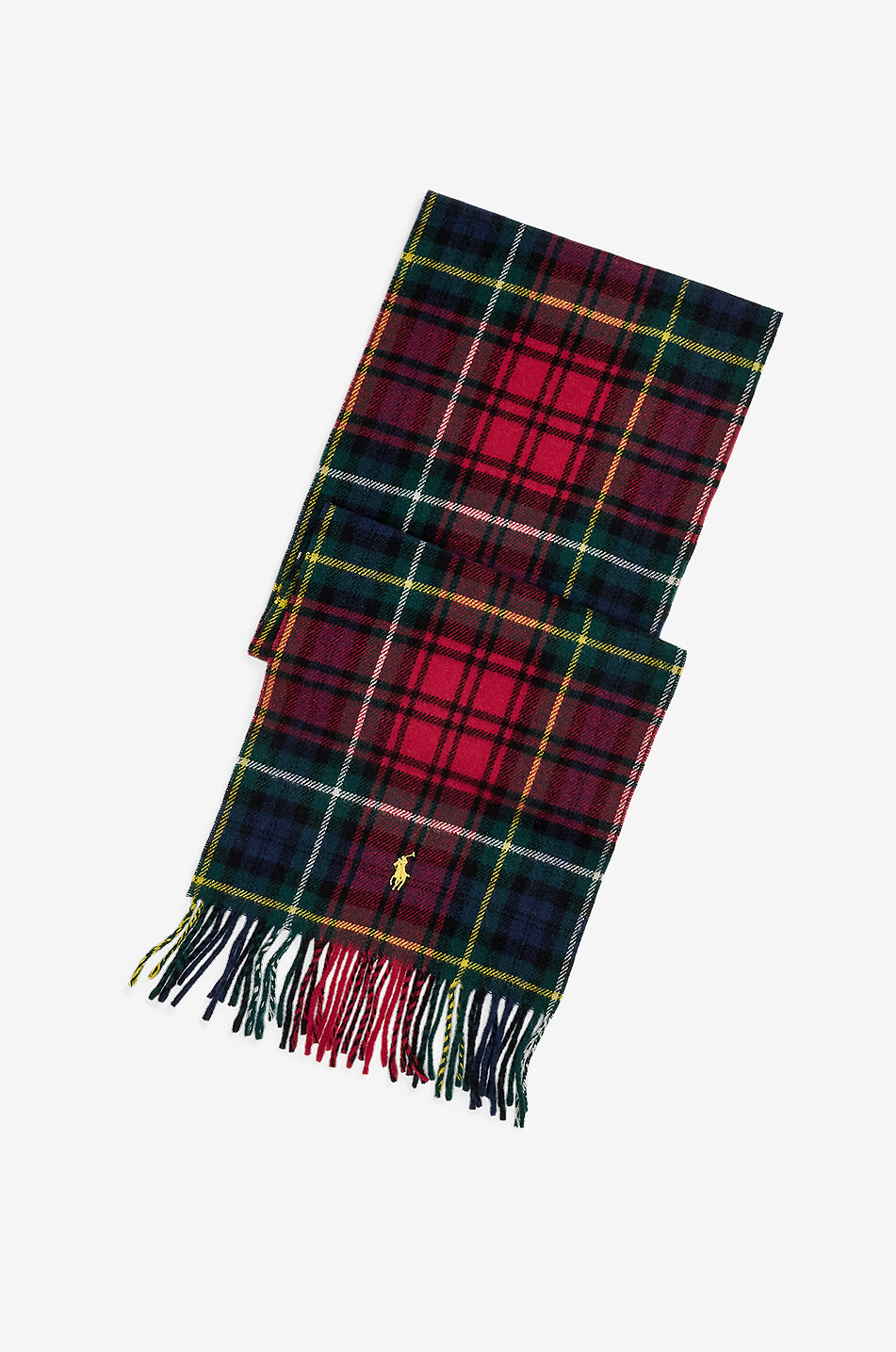 Tartan fringed wool scarf
