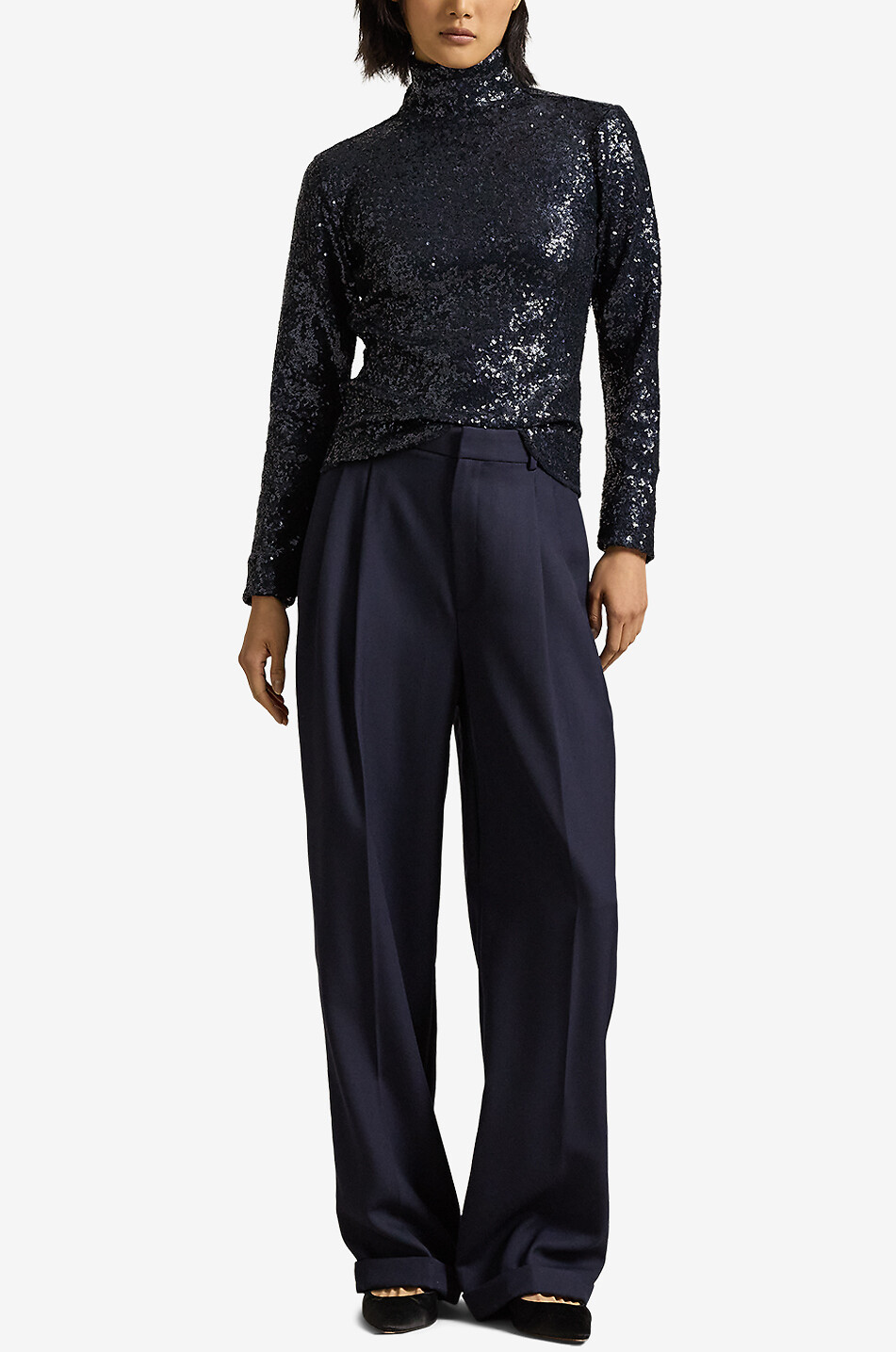 Sequinned long sleeved top with stand up collar POLO RALPH LAUREN Bongenie