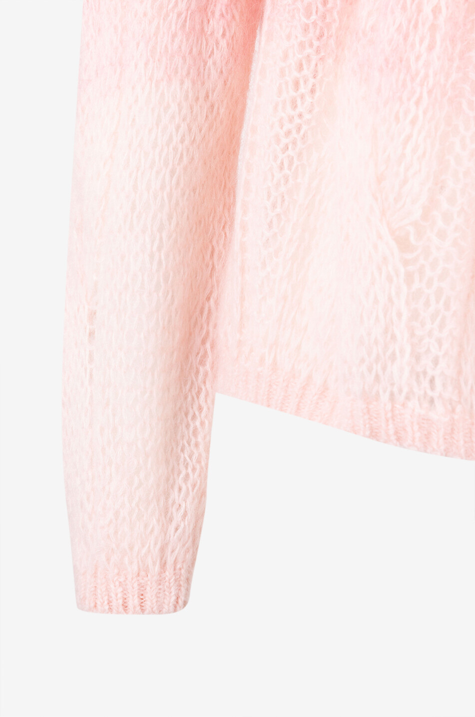 Loch- und Zopfstrickpullover aus Mohair in Tie-and-Dye-Optik