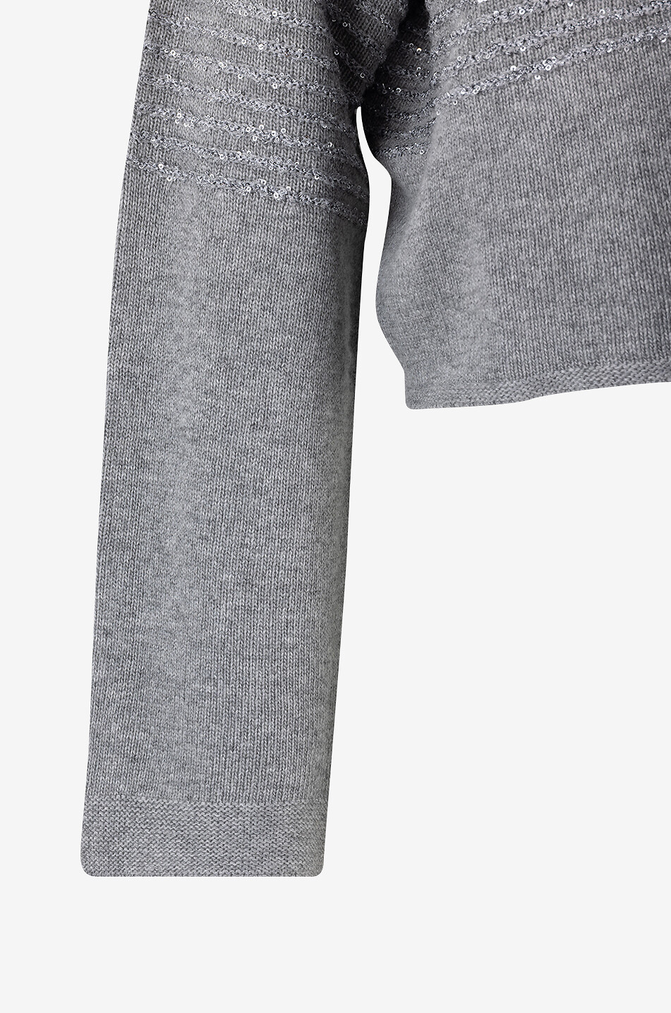 TWINSET Boxy-Pullover mit Stehkragen und Paillettenstreifen Damen MITTELGRAU 3