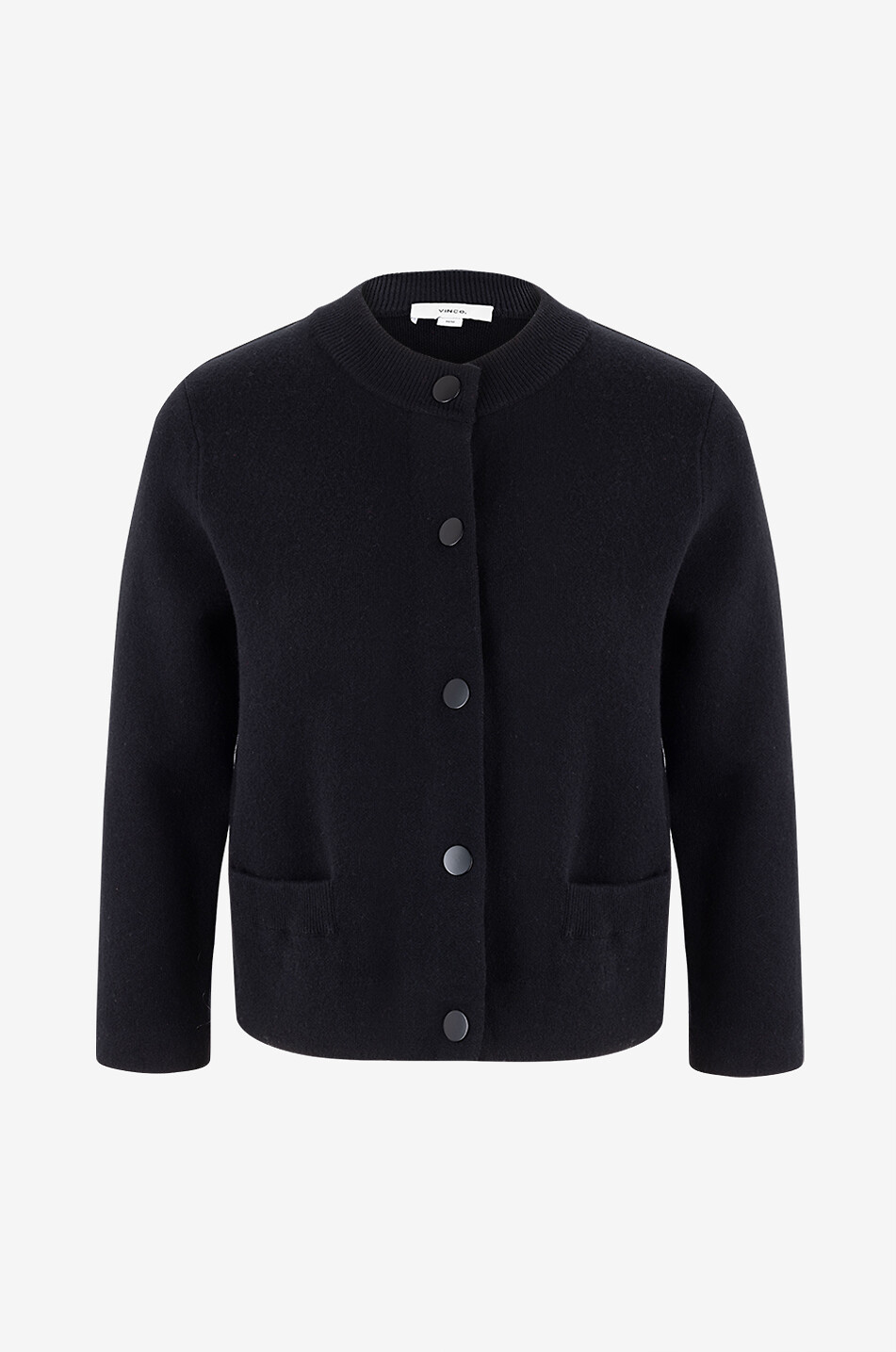 Cardigan court boutonné en laine et coton