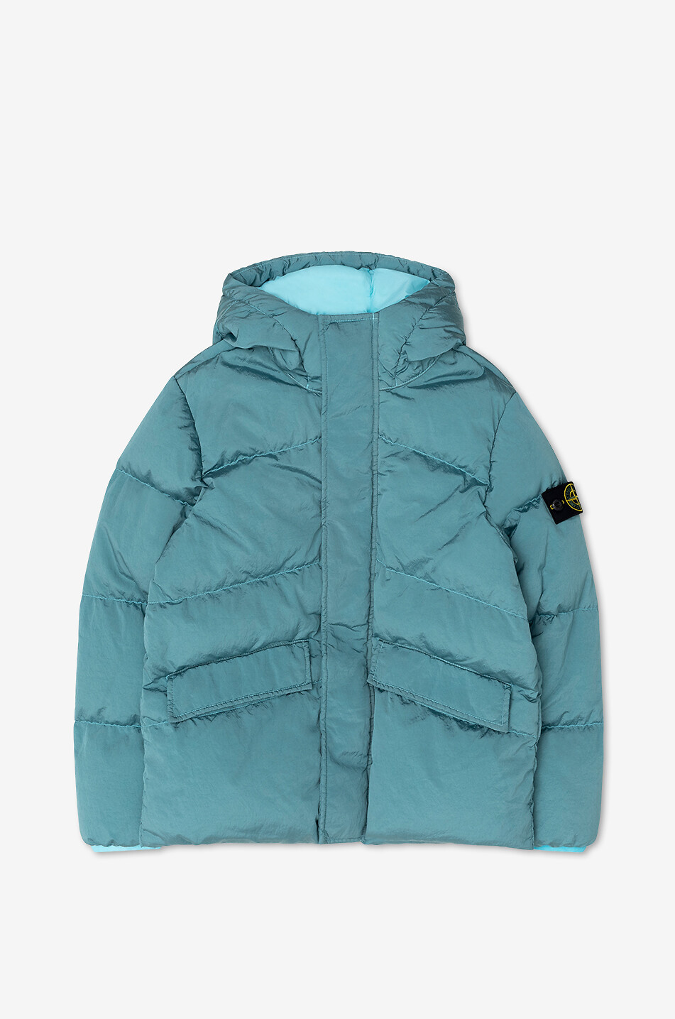 40819 Nylon Metal Econyl hooded children's down jacket