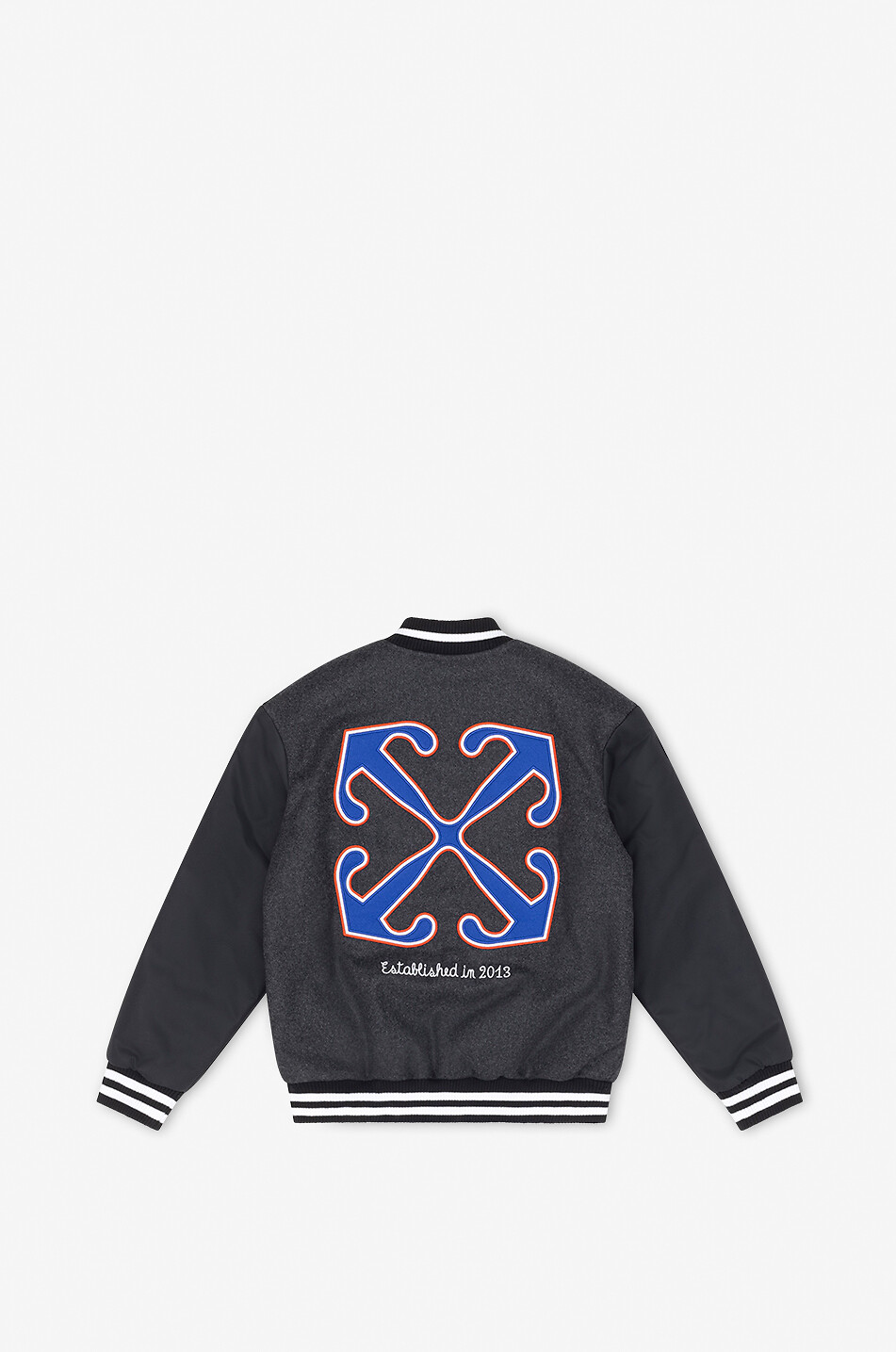 Jungen-Collegejacke aus Flanell und Nylon OW Patch Varsity