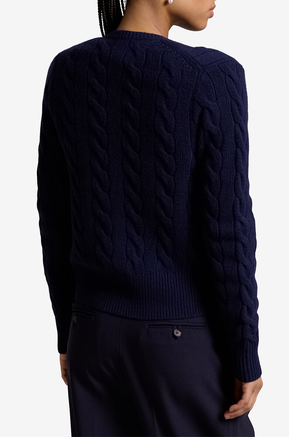POLO RALPH LAUREN Cardigan en laine et cachemire torsadé Femme BLEU FONCE 3